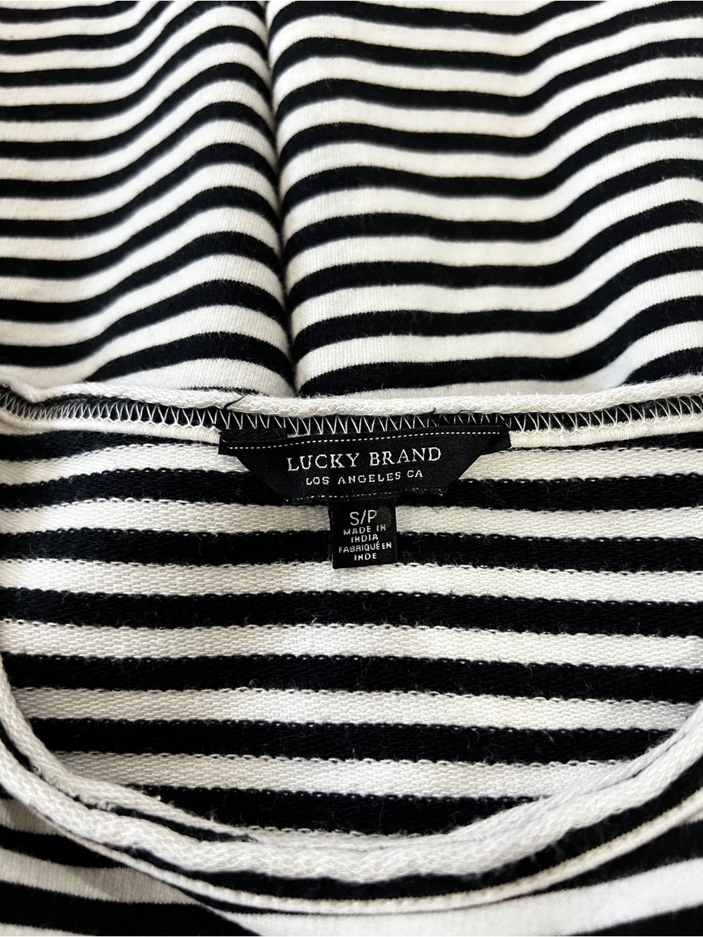 Lucky Brand Striped Shirt Dress Tie Waist Size Small Petite Loose Fit White/Blac - Picture 12 of 12